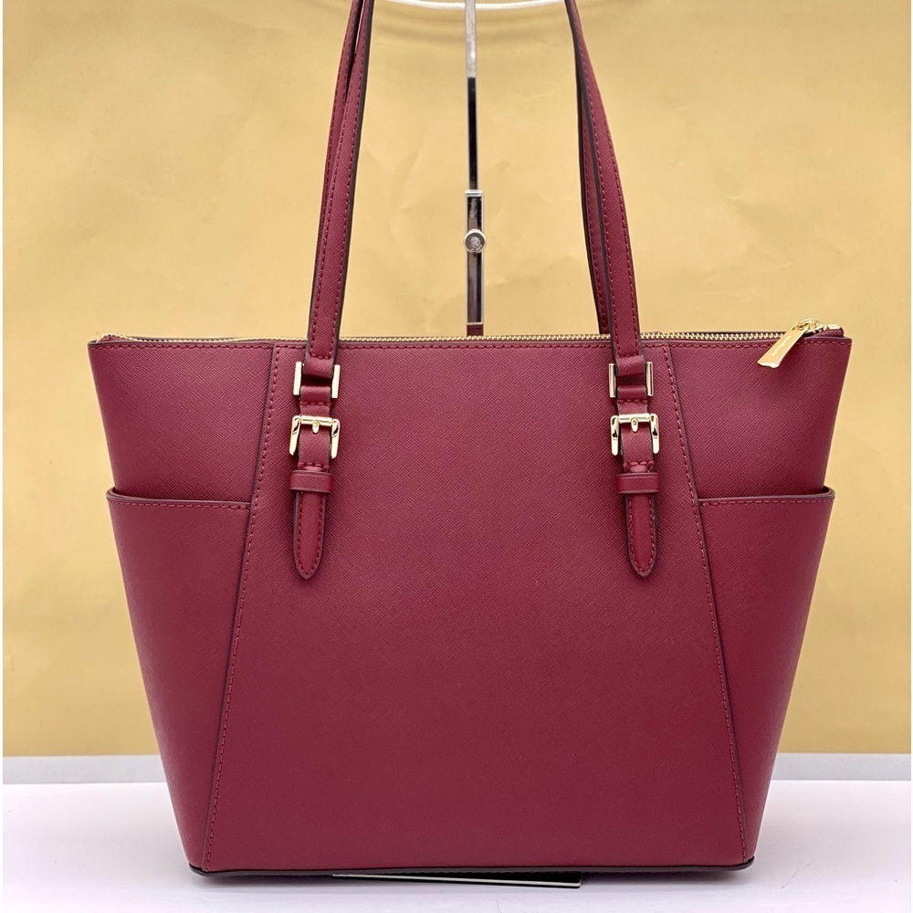 Michael Kors Large Charlotte Tote Shoulder Bag Dark Cherry - Picture 3 of 11